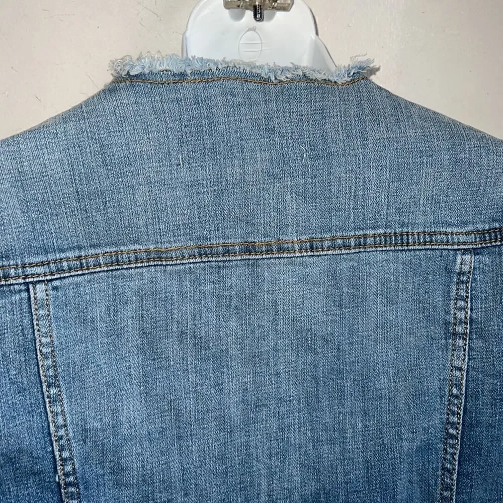 ANTHROPOLOGIE PILCRO AND THE LETTERPRESS Flounced Denim Jacket-XS